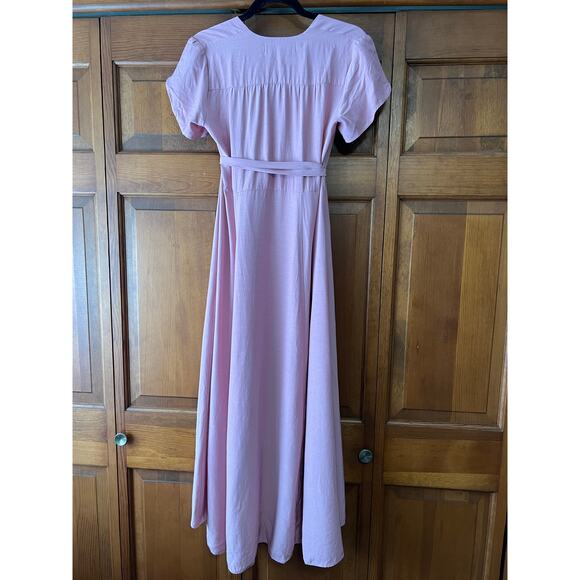 Christy Dawn Women's The Autumn Midi Wrap Dress Dusty Rose Silk Balletcore SZ M - Picture 5 of 13